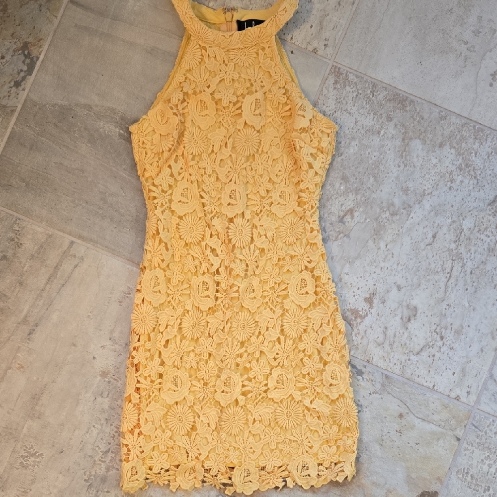 Lulu's Sunflower Lace Mini Dress